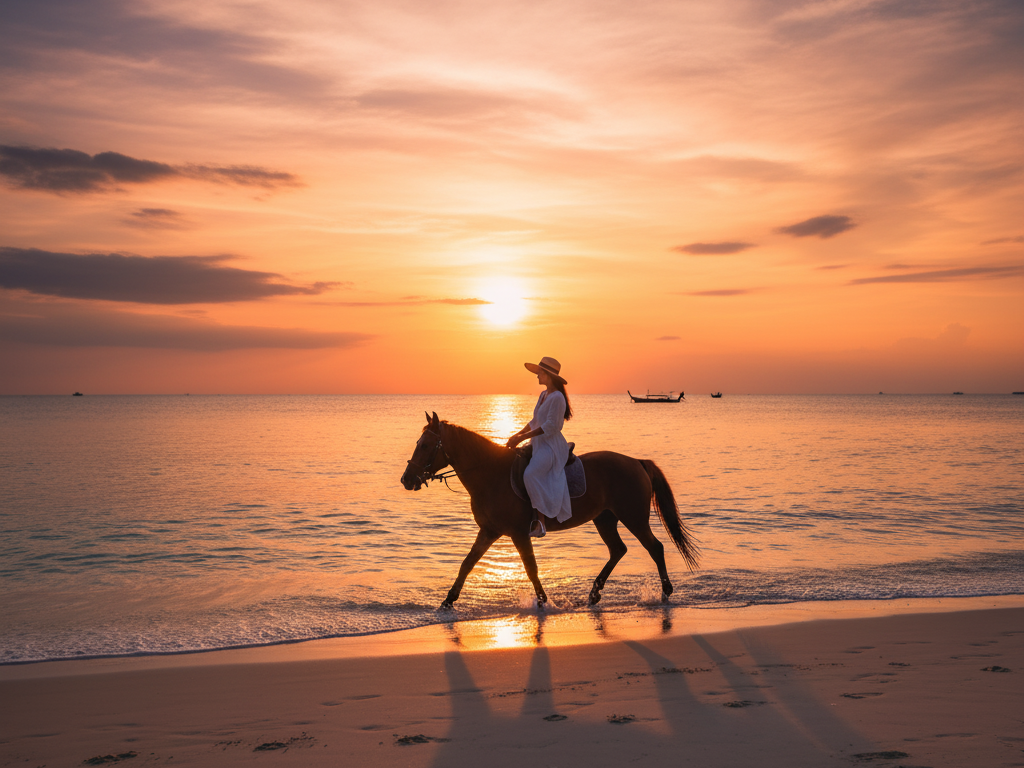 秘境海灘騎馬+火舞秀+夕陽美景配啤酒